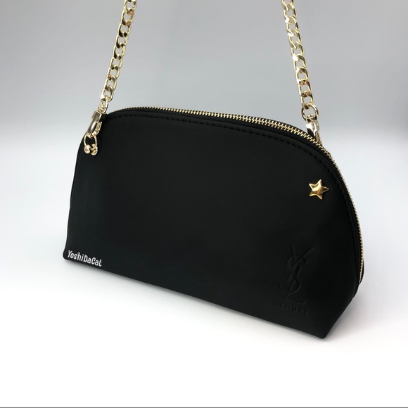 🆕 YSL Beauty Cosmetic Pouch to Crossbody Bag Purse, Black / Gold, New Handbag - Picture 6 of 11